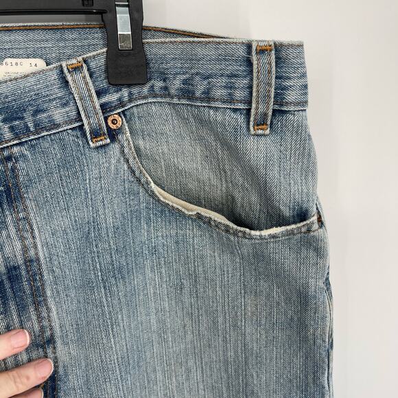 Levi's 505 VINTAGE Straight Leg Black Batwing Light Wash Jeans 38x32 Blue USA - Picture 6 of 13